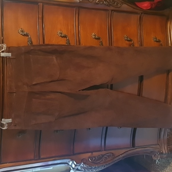 Vtg Ladies Chocolate Brown Suede Pants sz 14 - Picture 4 of 5